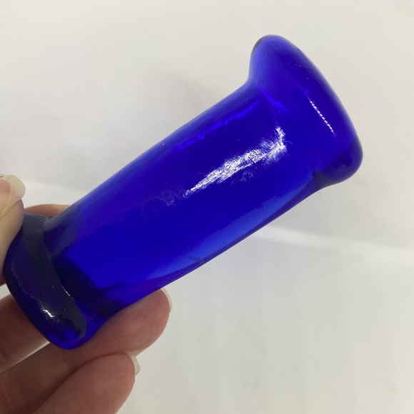 8 Vintage Art Glass Knife Rests Cobalt Blue Pressed Set MCM Mid Century Modern - Picture 3 of 4